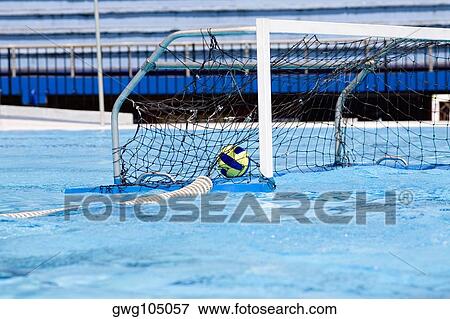 Water polo ball inside the goal View Large Photo Image Stock Photo - Water polo ball inside the goal. Fotosearch