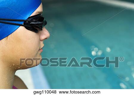 swimming cap and goggles