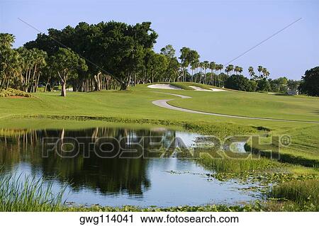 Pond in a golf course View Large Photo Image Stock Image - Pond in a golf course. Fotosearch
