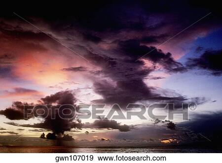 Stock Photo - Cloudscape over the sea, Sipadan, Borneo, Malaysia. Fotosearch