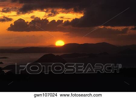 Picture - Sunset over the sea, West End, Tortola, British Virgin Islands. Fotosearch