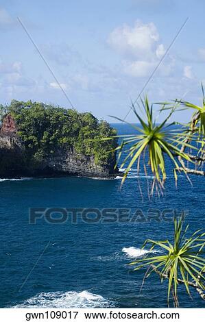 Stock Photo - Cliff overlooking the sea, Hawaii Tropical Botanical Garden, Hilo, Big Island, Hawaii Islands, USA. Fotosearch