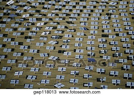 Field of solar-power 10 megawatt heliostat mirrors, Daggett, California View Large Photo Image Stock Image - Field of solar-power 10 megawatt heliostat mirrors, Daggett, California. Fotosearch