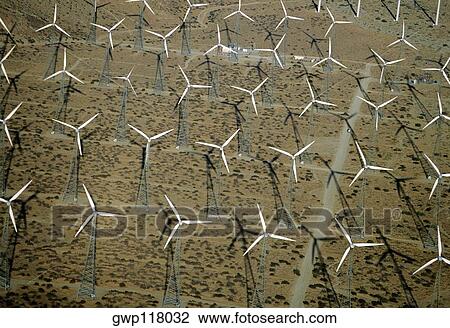 Wind farm turbines, Whitewater, California View Large Photo Image Stock Image - Wind farm turbines, Whitewater, California . Fotosearch
