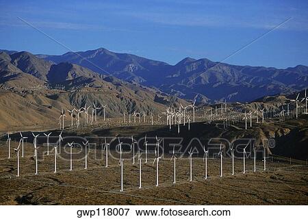 Wind farm turbines, Whitewater, California View Large Photo Image Stock Photo - Wind farm turbines, Whitewater, California . Fotosearch