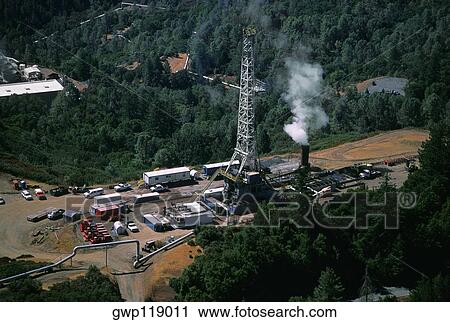 Stock Image - Geothermal power plant, The Geysers, California . Fotosearch