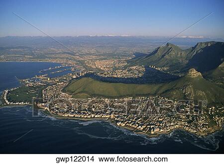 Picture - Clifton Beaches with Lions Head and Table Mountain, Capetown, South Africa. Fotosearch