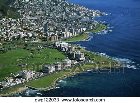 Stock Image - Mouille Point and Green Point in Capetown, South Africa . Fotosearch