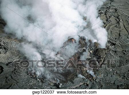 Plumes of stream rising from molten lava, Hawaii View Large Photo Image Stock Photo - Plumes of stream rising from molten lava, Hawaii . Fotosearch