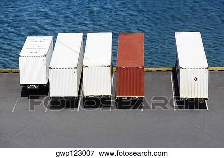 High angle view of cargo containers at a commercial dock View Large Photo Image Stock Photo - High angle view of cargo containers at a commercial dock. Fotosearch