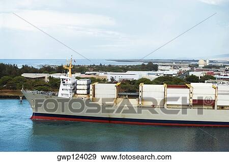 Stock Photo - Cargo container at a harbor, Honolulu Harbor, Honolulu, Oahu, Hawaii Islands, USA. Fotosearch