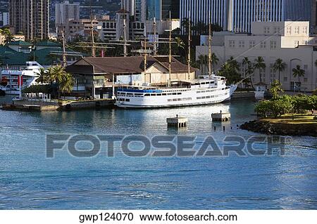 Stock Image - Cruise ship at a dock. Fotosearch