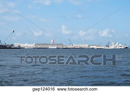 Stock Photograph - Cruise ships at a commercial dock, Pearl Harbor, Honolulu, Oahu, Hawaii Islands, USA. Fotosearch