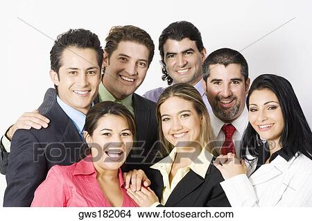 Picture - Portrait of a group of business executives smiling. Fotosearch