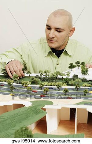 Picture - Architect making a city model. Fotosearch