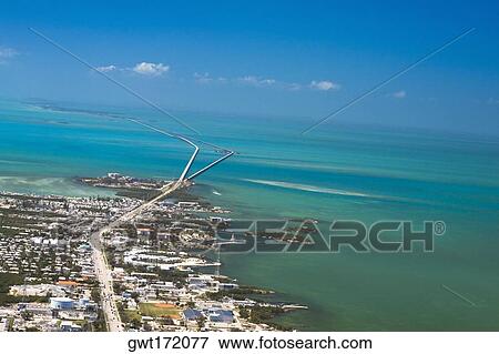 Stock Photo - Aerial view of a city by the sea, Florida Keys, Florida, USA. Fotosearch