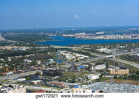 Aerial view of a city, Orlando, Florida, USA View Large Photo Image Stock Image - Aerial view of a city, Orlando, Florida, USA. Fotosearch