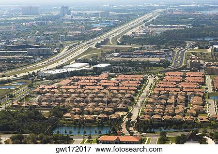 Aerial view of a city, Orlando, Florida, USA View Large Photo Image Stock Photo - Aerial view of a city, Orlando, Florida, USA. Fotosearch