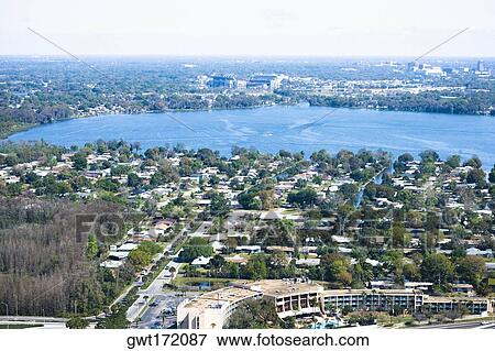 Aerial view of a city, Orlando, Florida, USA View Large Photo Image Stock Photo - Aerial view of a city, Orlando, Florida, USA. Fotosearch