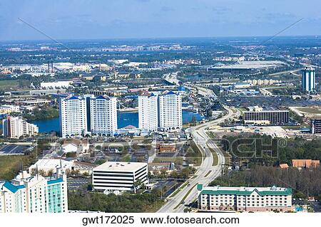 Aerial view of a city, Orlando, Florida, USA View Large Photo Image Stock Photography - Aerial view of a city, Orlando, Florida, USA. Fotosearch