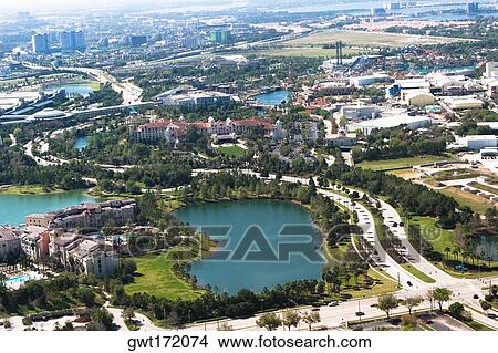 Aerial view of buildings in a city, Orlando, Florida, USA View Large Photo Image Picture - Aerial view of buildings in a city, Orlando, Florida, USA. Fotosearch