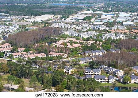 Aerial view of buildings in a city, Orlando, Florida, USA View Large Photo Image Stock Photo - Aerial view of buildings in a city, Orlando, Florida, USA. Fotosearch