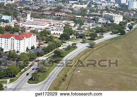 Stock Photo - Aerial view of buildings in a city, Orlando, Florida, USA. Fotosearch