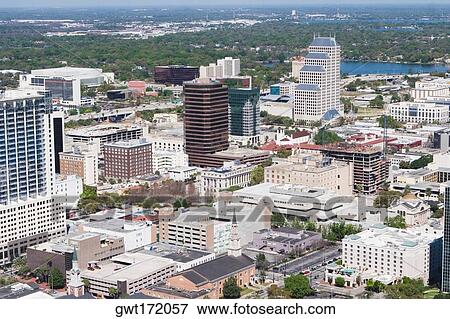 Stock Photo - Aerial view of buildings in a city, Orlando, Florida, USA. Fotosearch