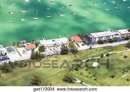 Aerial view of tourist resorts along the sea, Florida Keys, Florida, USA View Large Photo Image Picture - Aerial view of tourist resorts along the sea, Florida Keys, Florida, USA. Fotosearch