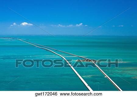 Aerial view of two bridges over the sea, Florida Keys, Florida, USA View Large Photo Image Stock Photograph - Aerial view of two bridges over the sea, Florida Keys, Florida, USA. Fotosearch