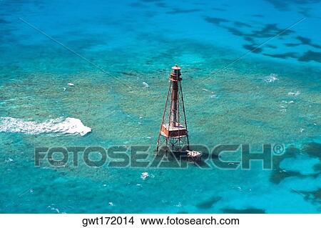 High angle view of a lighthouse in the sea, Florida Keys, Florida, USA View Large Photo Image Picture - High angle view of a lighthouse in the sea, Florida Keys, Florida, USA. Fotosearch