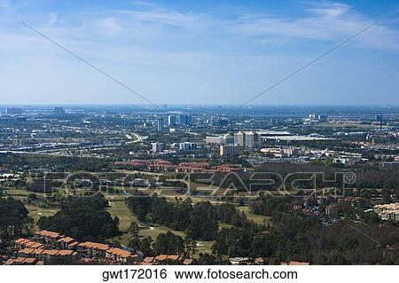 Panoramic view of a city, Orlando, Florida, USA View Large Photo Image Stock Photograph - Panoramic view of a city, Orlando, Florida, USA. Fotosearch