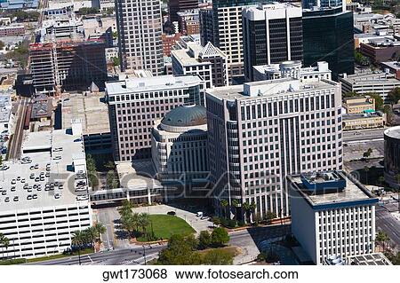 Stock Photo - Aerial view of buildings in a city, Orlando, Florida, USA. Fotosearch