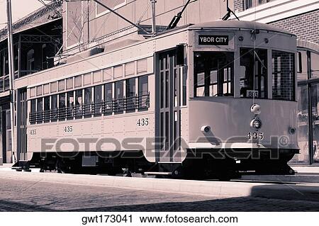 Cable car in front of a building, Ybor City, Tampa, Florida, USA View Large Photo Image Stock Image - Cable car in front of a building, Ybor City, Tampa, Florida, USA. Fotosearch
