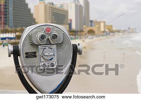 Close-up of coin operated binoculars, Daytona Beach, Florida, USA View Large Photo Image Stock Photography - Close-up of coin operated binoculars, Daytona Beach, Florida, USA. Fotosearch