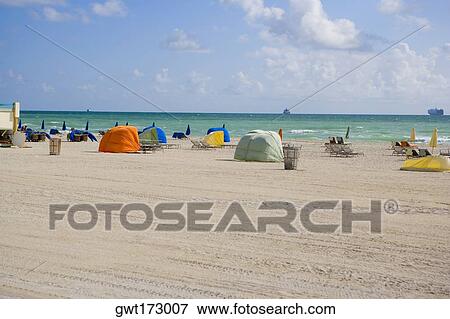 Tents on the beach, South Beach, Miami Beach, Florida, USA View Large Photo Image Stock Photo - Tents on the beach, South Beach, Miami Beach, Florida, USA. Fotosearch