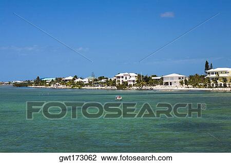Stock Image - Tourist resort at the waterfront, Florida Keys, Florida, USA. Fotosearch
