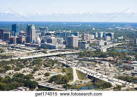 Stock Photography - Aerial view of buildings in a city, Orlando, Florida, USA. Fotosearch