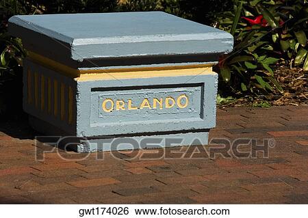 Bench in a park, Lake Eola Park, Orlando, Florida, USA View Large Photo Image Stock Photograph - Bench in a park, Lake Eola Park, Orlando, Florida, USA. Fotosearch