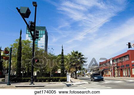 Stock Photography - Buildings at the roadside, Orlando, Florida, USA. Fotosearch