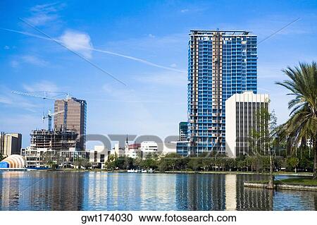 Buildings at the waterfront, Lake Eola, Orlando, Florida, USA View Large Photo Image Stock Image - Buildings at the waterfront, Lake Eola, Orlando, Florida, USA. Fotosearch