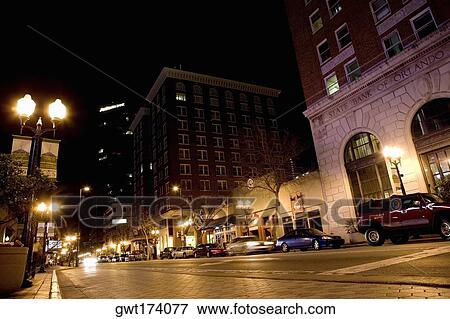 Low angle view of buildings on the roadside, Orlando, Florida, USA View Large Photo Image Stock Photo - Low angle view of buildings on the roadside, Orlando, Florida, USA. Fotosearch