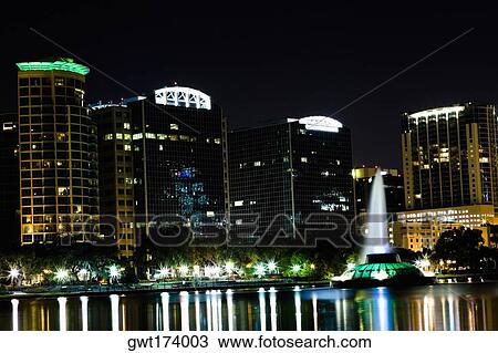 Skyscrapers at night, Orlando, Florida, USA View Large Photo Image Stock Image - Skyscrapers at night, Orlando, Florida, USA. Fotosearch