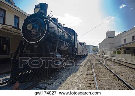 Train on a railroad track, Church Street Station, Orlando, Florida, USA View Large Photo Image Stock Photo - Train on a railroad track, Church Street Station, Orlando, Florida, USA. Fotosearch