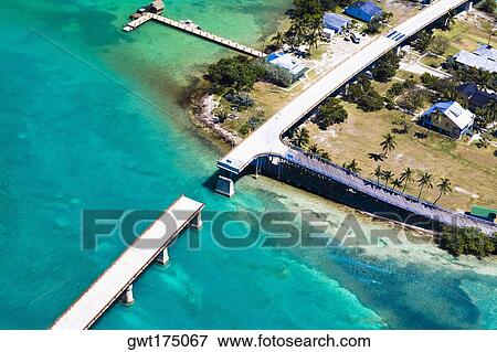 Aerial view of a bridge over the sea, Florida Keys, Florida, USA View Large Photo Image Stock Photo - Aerial view of a bridge over the sea, Florida Keys, Florida, USA. Fotosearch