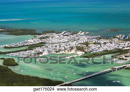 Picture - Aerial view of a city by the sea, Florida Keys, Florida, USA. Fotosearch