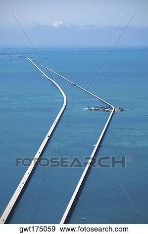 Aerial view of two bridges over the sea, Florida Keys, Florida, USA View Large Photo Image Stock Photo - Aerial view of two bridges over the sea, Florida Keys, Florida, USA. Fotosearch