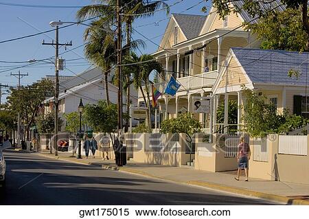Buildings at the roadside, Duval Street, Key West, Florida, USA View Large Photo Image Stock Photography - Buildings at the roadside, Duval Street, Key West, Florida, USA. Fotosearch