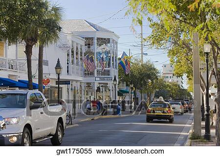 Cars moving on the road, Duval Street, Key West, Florida, USA View Large Photo Image Stock Photography - Cars moving on the road, Duval Street, Key West, Florida, USA. Fotosearch