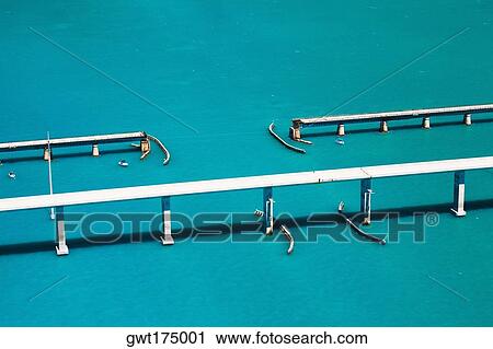 Stock Image - High angle view of bridges over the sea, Florida Keys, Florida, USA. Fotosearch